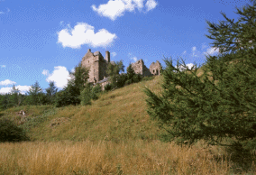 Click to Enlarge:  Neidpath Castle from the River bank.